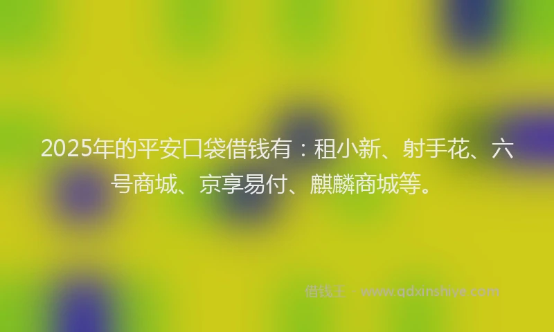 2025年的平安口袋借钱有：租小新、射手花、六号商城、京享易付、麒麟商城等。