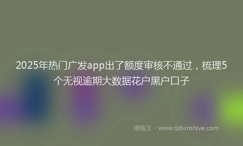 2025年热门广发app出了额度审核不通过，梳理5个无视逾期大数据花户黑户口子