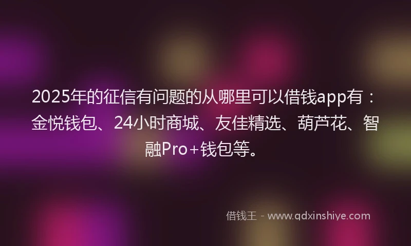 2025年的征信有问题的从哪里可以借钱app有：金悦钱包、24小时商城、友佳精选、葫芦花、智融Pro+钱包等。