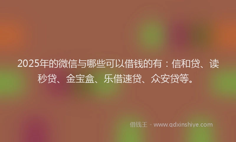 2025年的微信与哪些可以借钱的有：信和贷、读秒贷、金宝盒、乐借速贷、众安贷等。