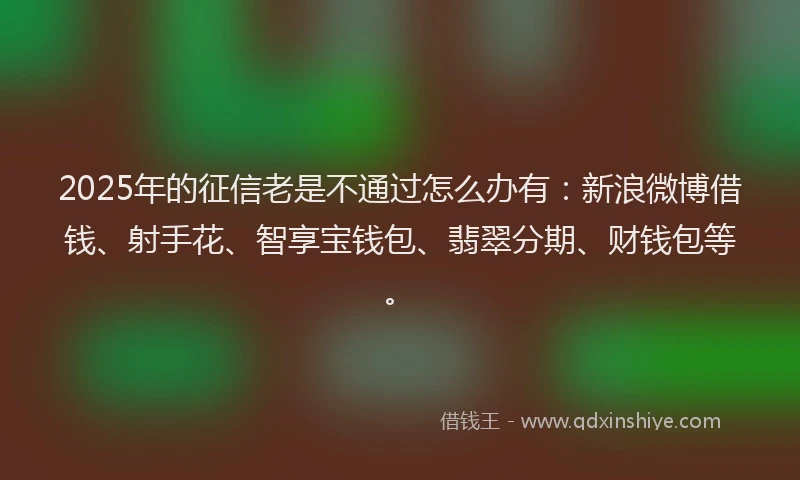 2025年的征信老是不通过怎么办有：新浪微博借钱、射手花、智享宝钱包、翡翠分期、财钱包等。