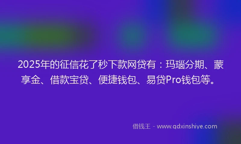 2025年的征信花了秒下款网贷有：玛瑙分期、蒙享金、借款宝贷、便捷钱包、易贷Pro钱包等。