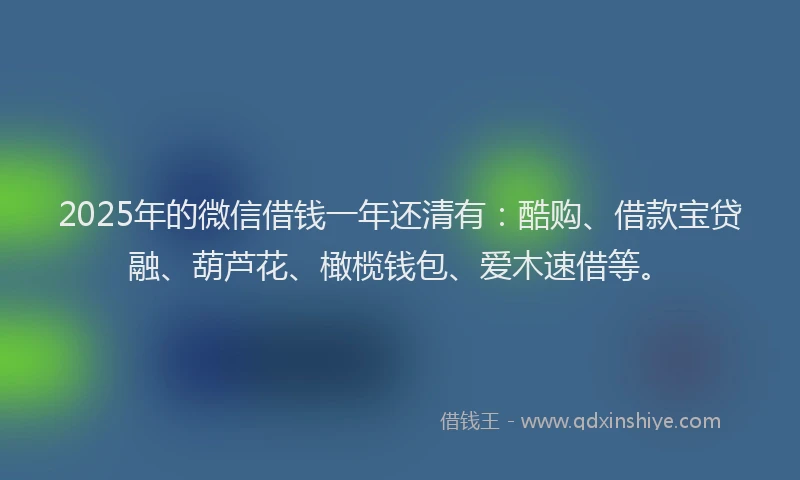 2025年的微信借钱一年还清有：酷购、借款宝贷融、葫芦花、橄榄钱包、爱木速借等。