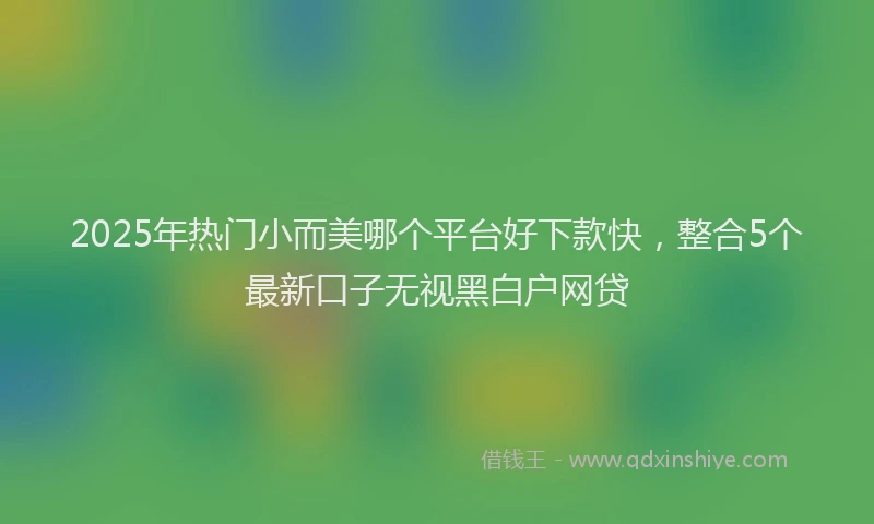 2025年热门小而美哪个平台好下款快，整合5个最新口子无视黑白户网贷