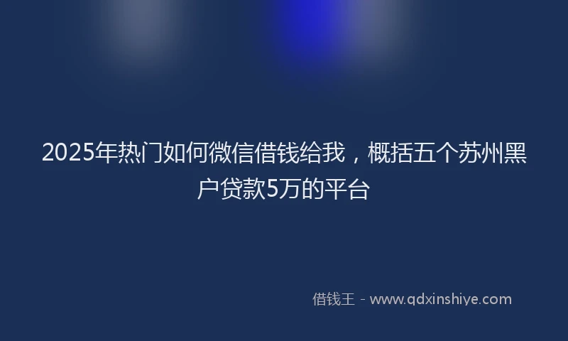 2025年热门如何微信借钱给我，概括五个苏州黑户贷款5万的平台