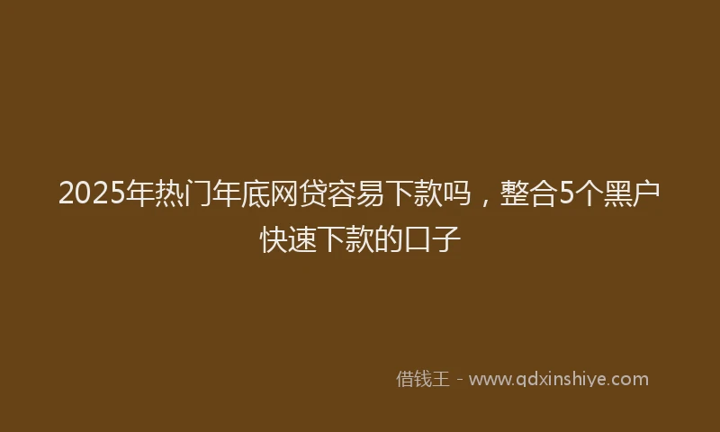 2025年热门年底网贷容易下款吗，整合5个黑户快速下款的口子