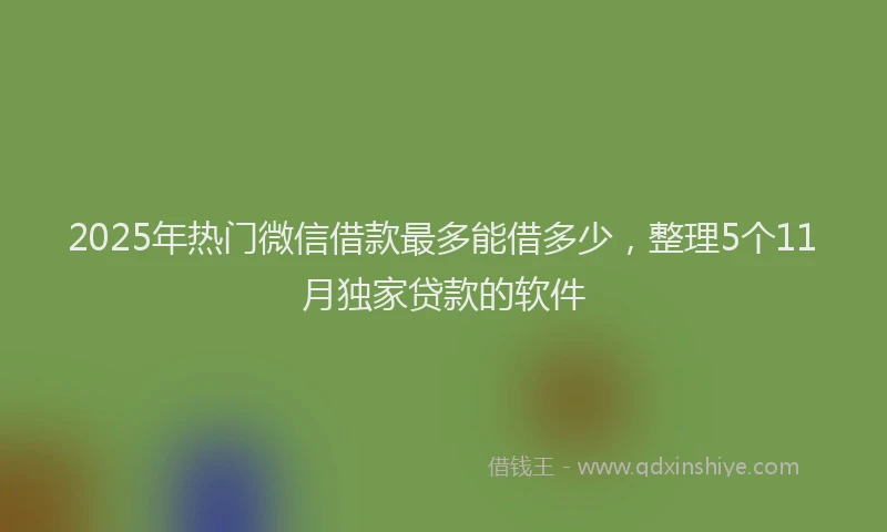 2025年热门微信借款最多能借多少，整理5个11月独家贷款的软件