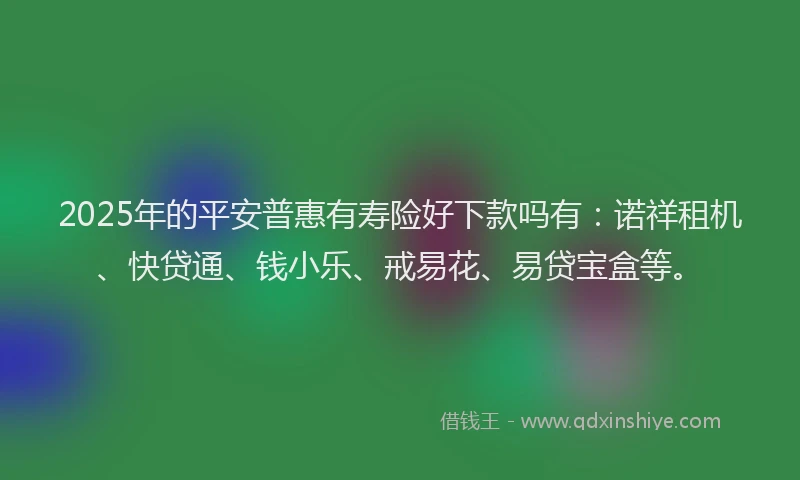 2025年的平安普惠有寿险好下款吗有：诺祥租机、快贷通、钱小乐、戒易花、易贷宝盒等。