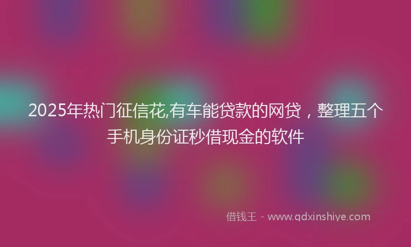 2025年热门征信花,有车能贷款的网贷，整理五个手机身份证秒借现金的软件
