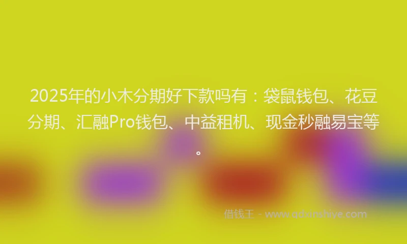2025年的小木分期好下款吗有：袋鼠钱包、花豆分期、汇融Pro钱包、中益租机、现金秒融易宝等。