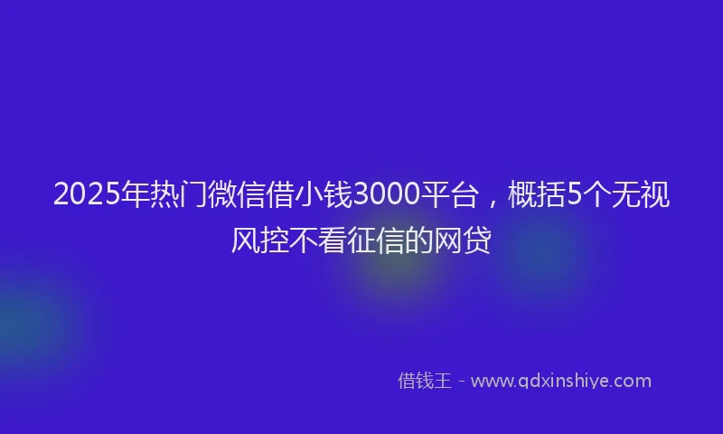 2025年热门微信借小钱3000平台，概括5个无视风控不看征信的网贷