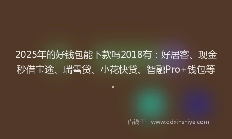 2025年的好钱包能下款吗2018有：好居客、现金秒借宝途、瑞雪贷、小花快贷、智融Pro+钱包等。