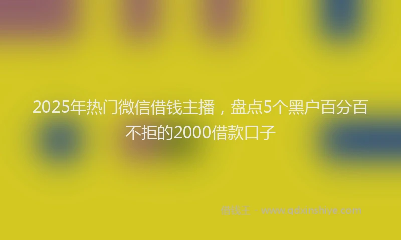 2025年热门微信借钱主播，盘点5个黑户百分百不拒的2000借款口子