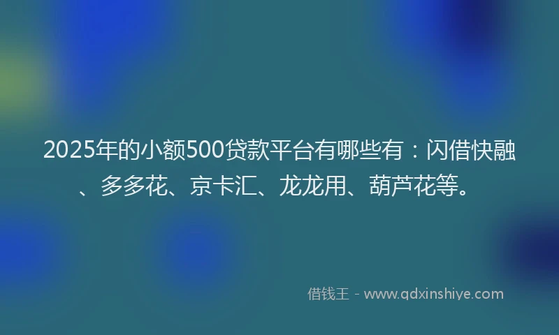 2025年的小额500贷款平台有哪些有：闪借快融、多多花、京卡汇、龙龙用、葫芦花等。