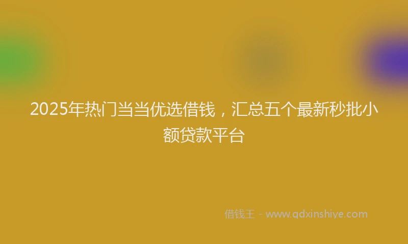 2025年热门当当优选借钱，汇总五个最新秒批小额贷款平台