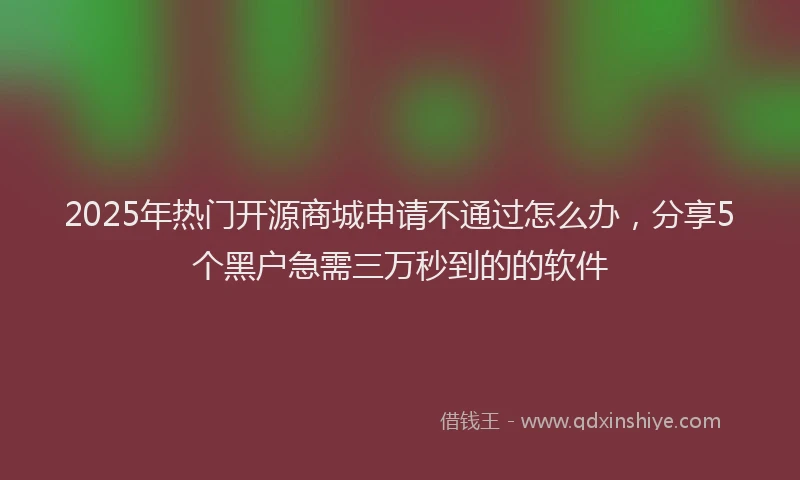 2025年热门开源商城申请不通过怎么办，分享5个黑户急需三万秒到的的软件