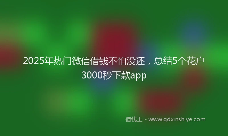 2025年热门微信借钱不怕没还，总结5个花户3000秒下款app