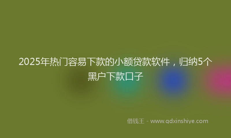 2025年热门容易下款的小额贷款软件，归纳5个黑户下款口子