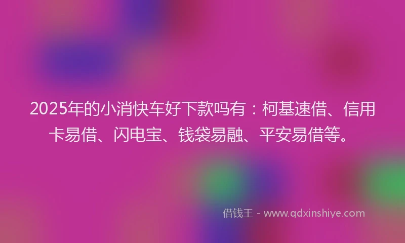 2025年的小消快车好下款吗有：柯基速借、信用卡易借、闪电宝、钱袋易融、平安易借等。