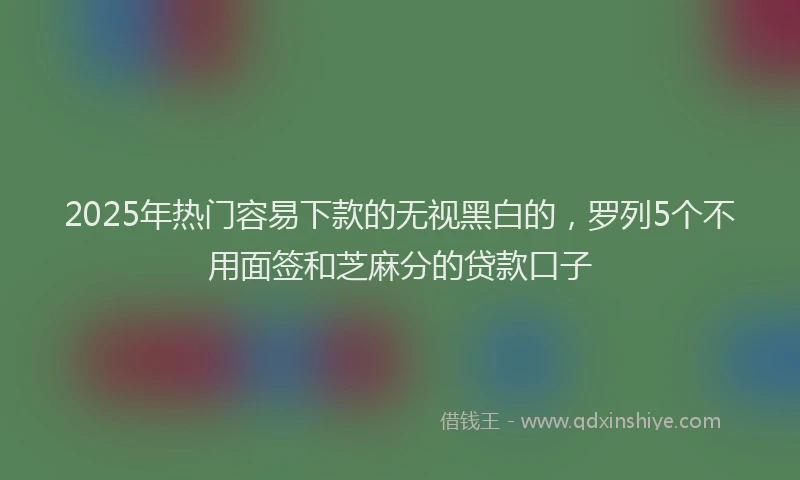 2025年热门容易下款的无视黑白的，罗列5个不用面签和芝麻分的贷款口子