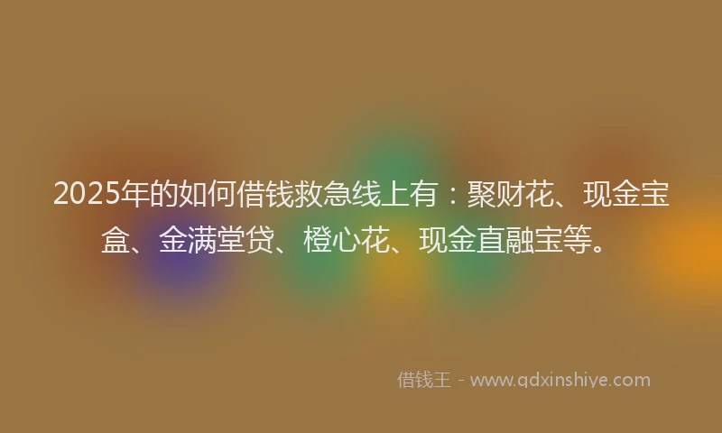 2025年的如何借钱救急线上有：聚财花、现金宝盒、金满堂贷、橙心花、现金直融宝等。