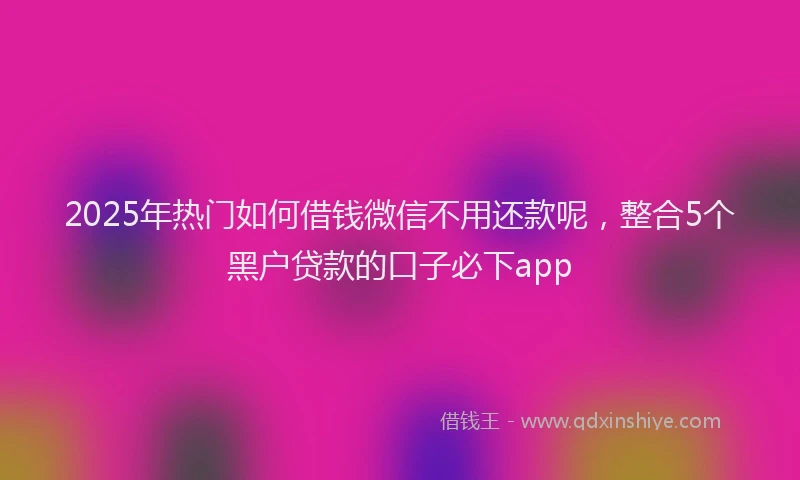 2025年热门如何借钱微信不用还款呢，整合5个黑户贷款的口子必下app