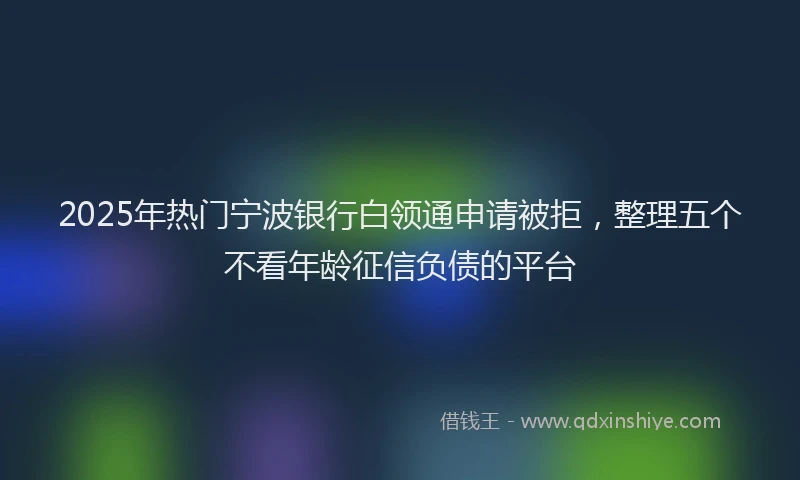 2025年热门宁波银行白领通申请被拒，整理五个不看年龄征信负债的平台