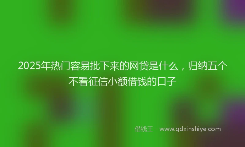 2025年热门容易批下来的网贷是什么，归纳五个不看征信小额借钱的口子