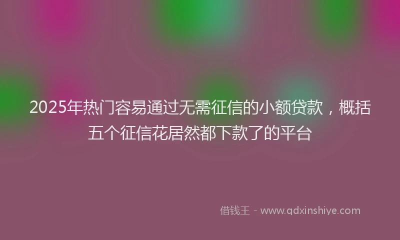2025年热门容易通过无需征信的小额贷款，概括五个征信花居然都下款了的平台