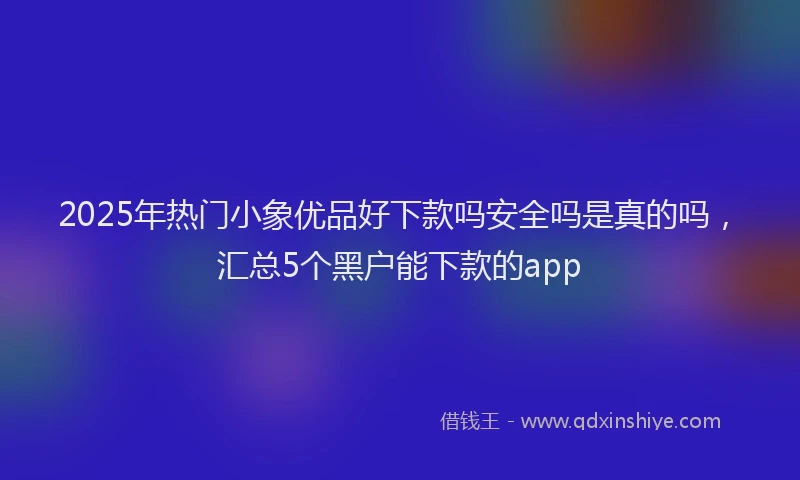 2025年热门小象优品好下款吗安全吗是真的吗，汇总5个黑户能下款的app