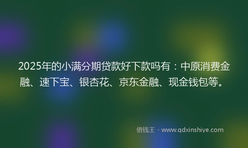 2025年的小满分期贷款好下款吗有：中原消费金融、速下宝、银杏花、京东金融、现金钱包等。