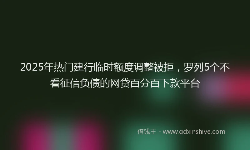 2025年热门建行临时额度调整被拒，罗列5个不看征信负债的网贷百分百下款平台