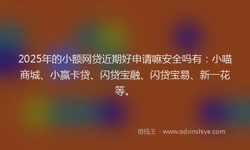 2025年的小额网贷近期好申请嘛安全吗有：小喵商城、小赢卡贷、闪贷宝融、闪贷宝易、新一花等。