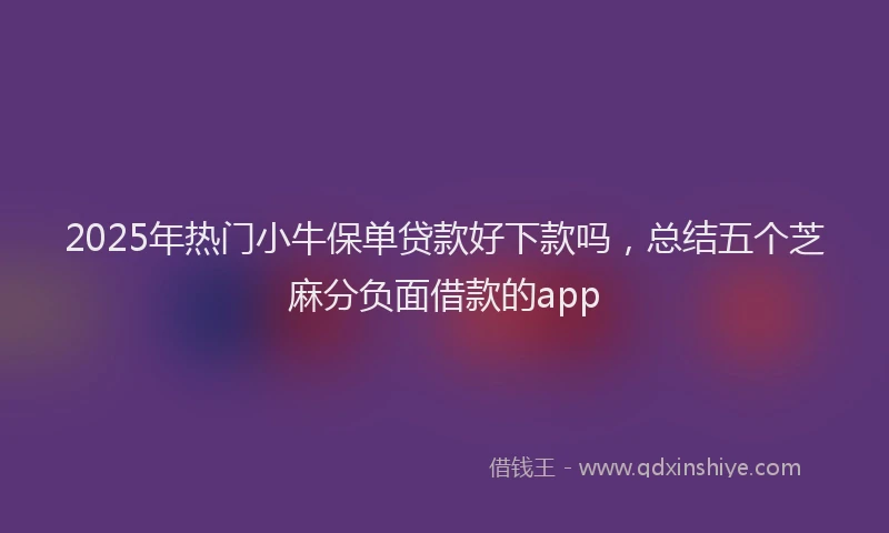 2025年热门小牛保单贷款好下款吗，总结五个芝麻分负面借款的app