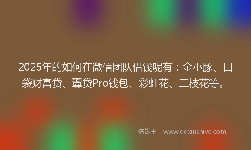 2025年的如何在微信团队借钱呢有：金小豚、口袋财富贷、翼贷Pro钱包、彩虹花、三枝花等。