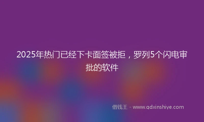 2025年热门已经下卡面签被拒，罗列5个闪电审批的软件