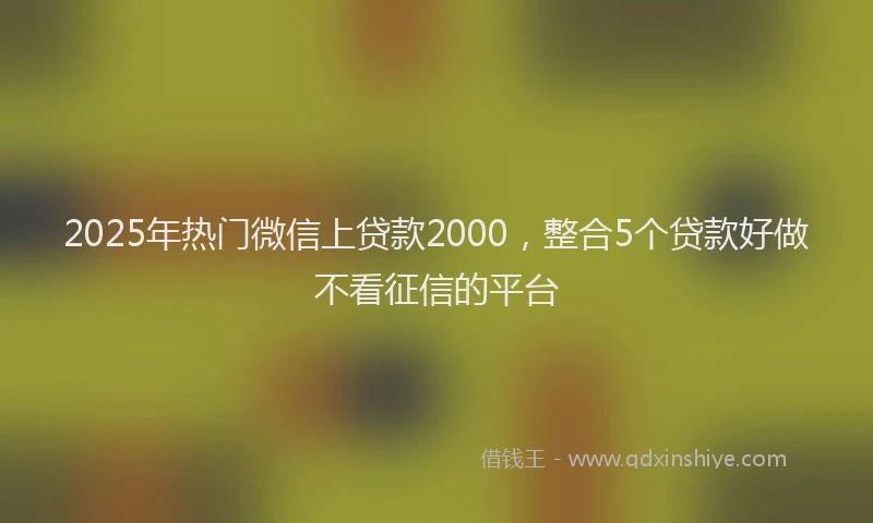 2025年热门微信上贷款2000，整合5个贷款好做不看征信的平台