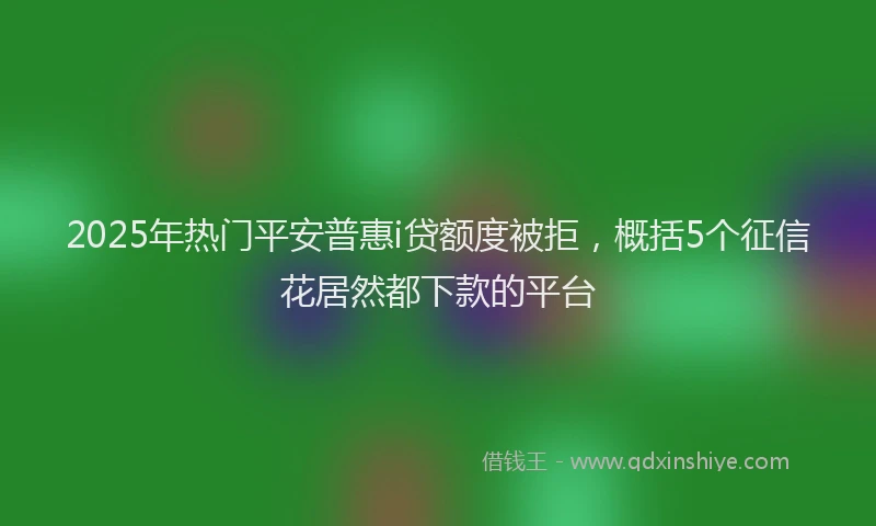 2025年热门平安普惠i贷额度被拒，概括5个征信花居然都下款的平台