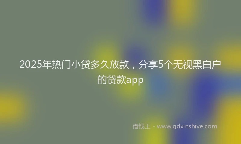 2025年热门小贷多久放款，分享5个无视黑白户的贷款app