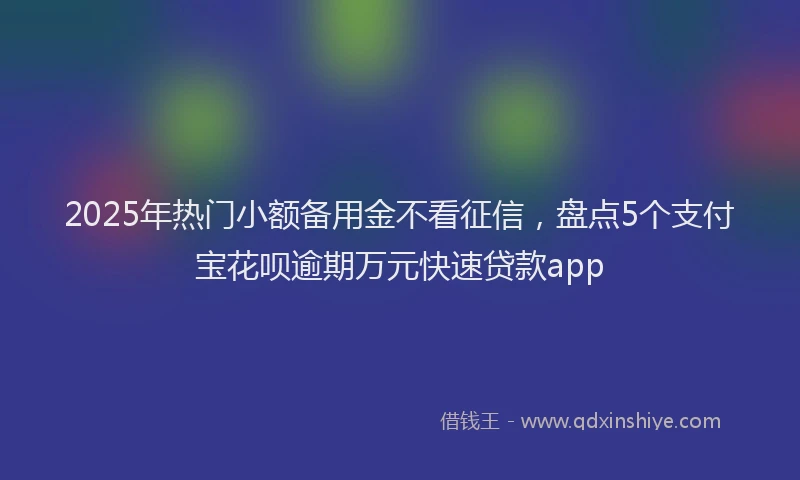 2025年热门小额备用金不看征信，盘点5个支付宝花呗逾期万元快速贷款app