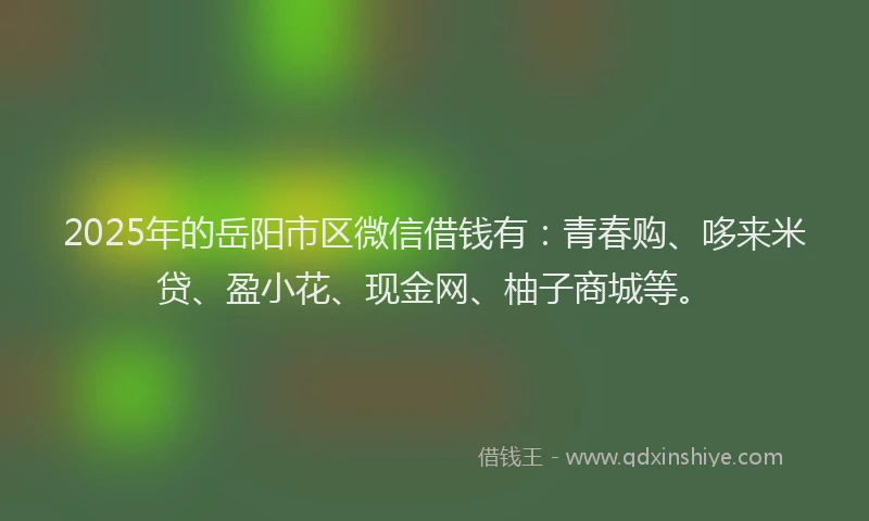 2025年的岳阳市区微信借钱有：青春购、哆来米贷、盈小花、现金网、柚子商城等。
