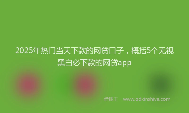 2025年热门当天下款的网贷口子，概括5个无视黑白必下款的网贷app