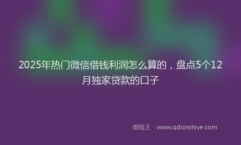 2025年热门微信借钱利润怎么算的，盘点5个12月独家贷款的口子