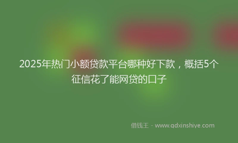 2025年热门小额贷款平台哪种好下款，概括5个征信花了能网贷的口子