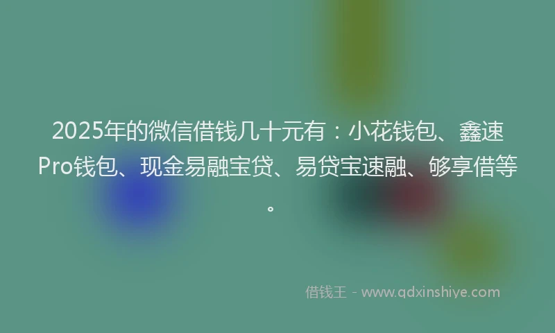 2025年的微信借钱几十元有：小花钱包、鑫速Pro钱包、现金易融宝贷、易贷宝速融、够享借等。
