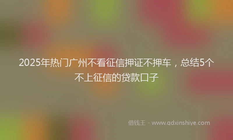 2025年热门广州不看征信押证不押车，总结5个不上征信的贷款口子