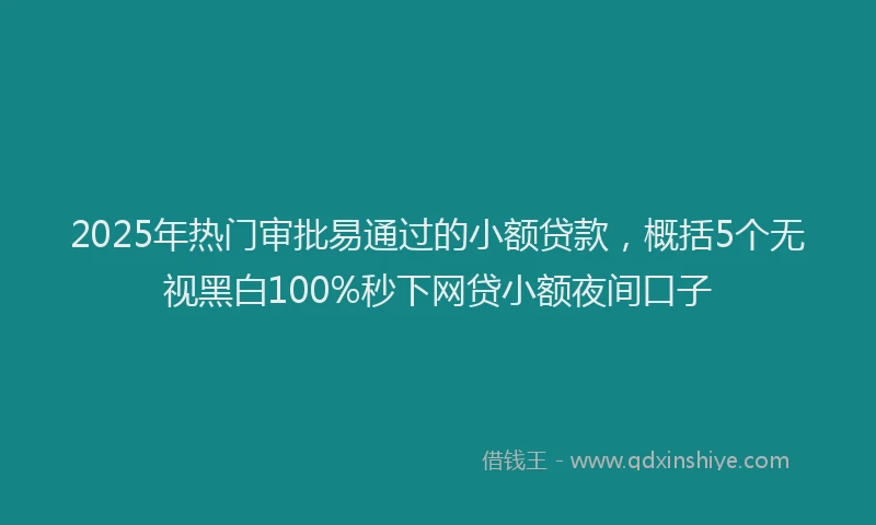 2025年热门审批易通过的小额贷款，概括5个无视黑白100%秒下网贷小额夜间口子