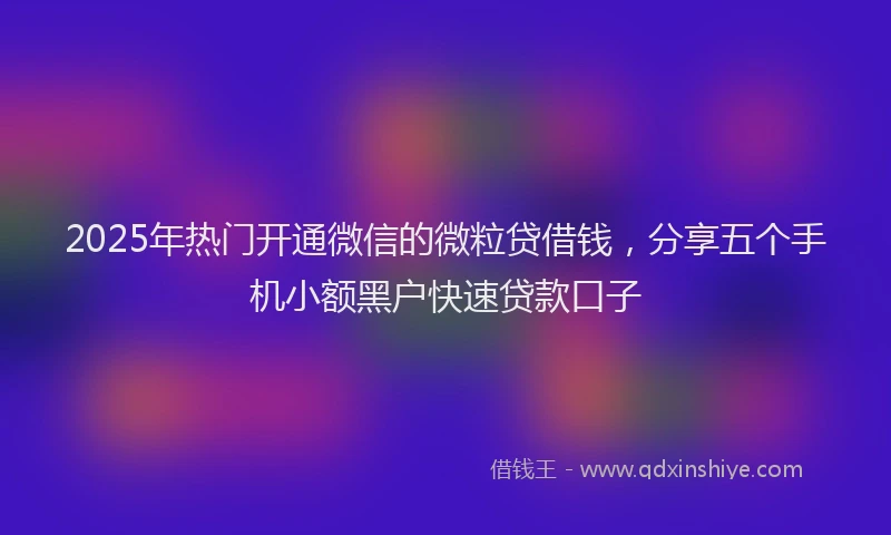 2025年热门开通微信的微粒贷借钱，分享五个手机小额黑户快速贷款口子