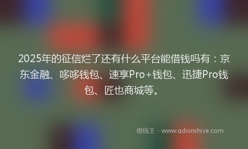 2025年的征信烂了还有什么平台能借钱吗有：京东金融、哆哆钱包、速享Pro+钱包、迅捷Pro钱包、匠也商城等。