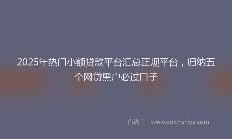 2025年热门小额贷款平台汇总正规平台，归纳五个网贷黑户必过口子